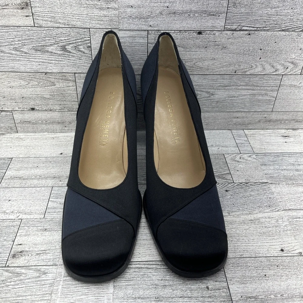 Bottega Veneta Black Blue Satin 3.5